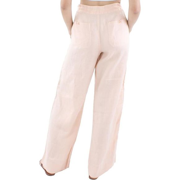 ***SOLD*** Lauren Ralph Lauren Womens Pink Linen Drawstring Wide Leg Pants NWT - Picture 2 of 2